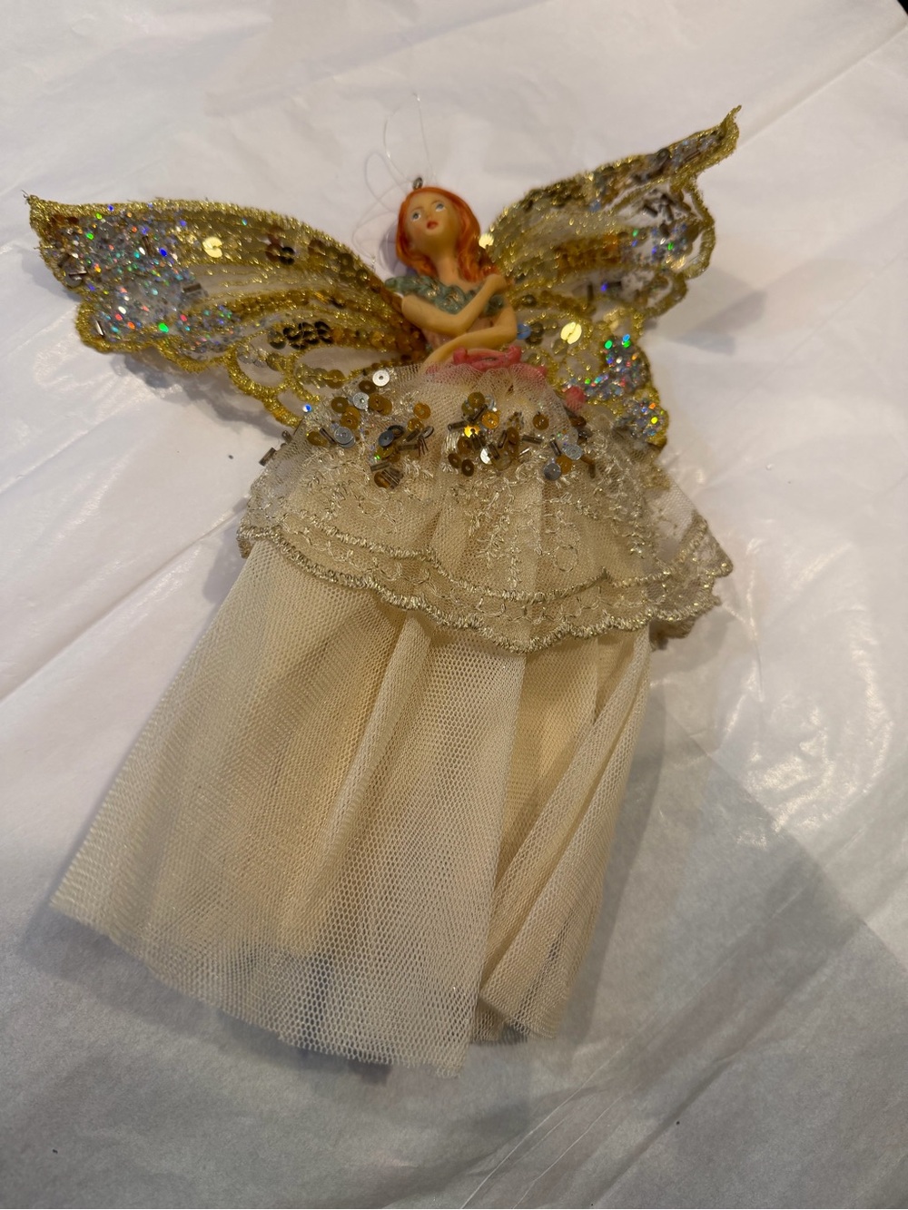 9” vintage Christmas ornament Fairy Angel resin